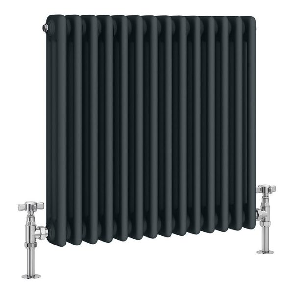 Keswick 600 x 605mm Cast Iron Style Traditional 3 Column Anthracite Radiator - Image 4