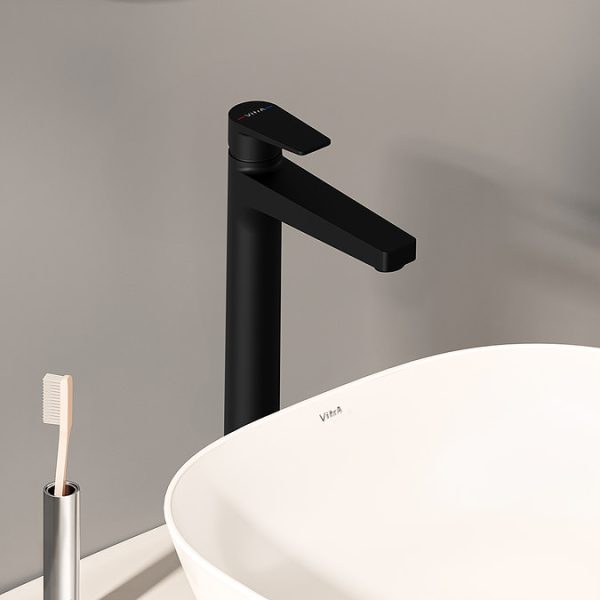 VitrA Flow Square Tall Basin Mixer   Matt Black - Image 3