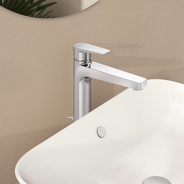 VitrA Flow Square Tall Basin Mixer   Chrome - Image 2