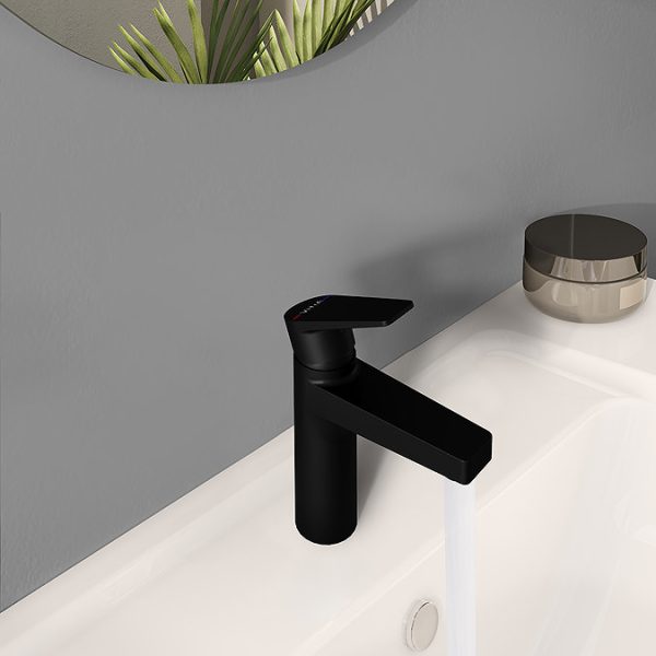 VitrA Flow Square Large Basin Mixer   Matt Black - Image 3