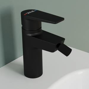 VitrA Flow Square Bidet Mixer with Pop up Waste   Matt Black