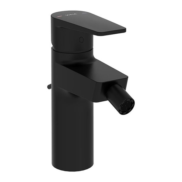 VitrA Flow Square Bidet Mixer with Pop up Waste   Matt Black - Image 2