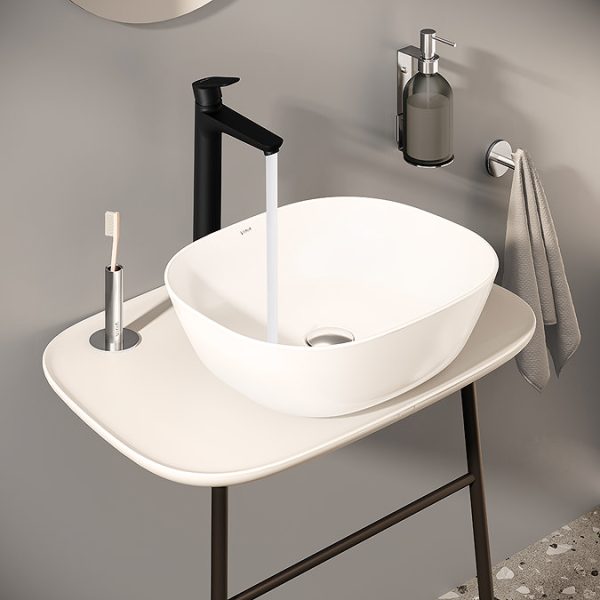 VitrA Flow Soft Tall Monobloc Basin Mixer   Matt Black - Image 2