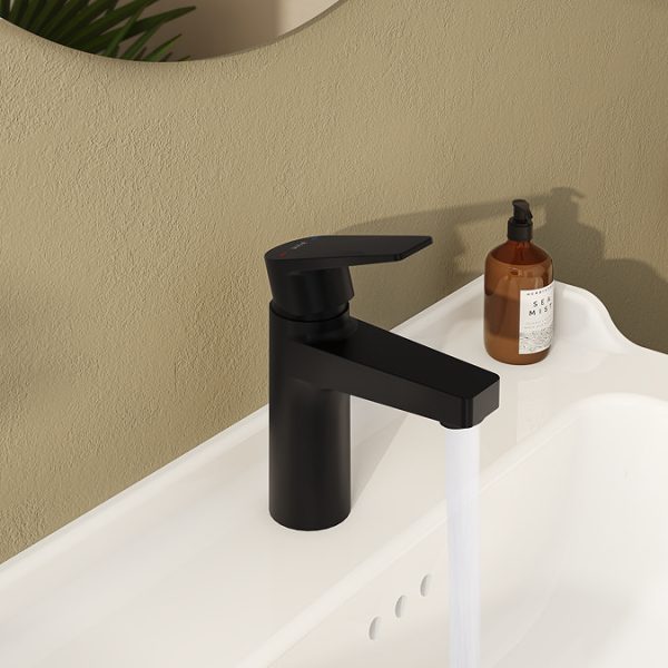 VitrA Flow Square Standard Basin Mixer   Matt Black - Image 4
