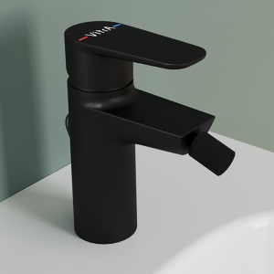 VitrA Flow Soft Bidet Mixer with Pop up Waste   Matt Black
