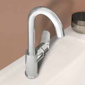 VitrA Flow Round Single Lever Swivel Basin Mixer   Chrome