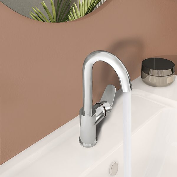 VitrA Flow Round Single Lever Swivel Basin Mixer   Chrome - Image 3