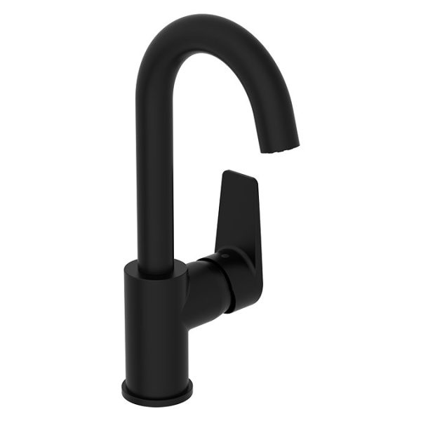 VitrA Flow Square Swivel Basin Mixer   Matt Black - Image 2