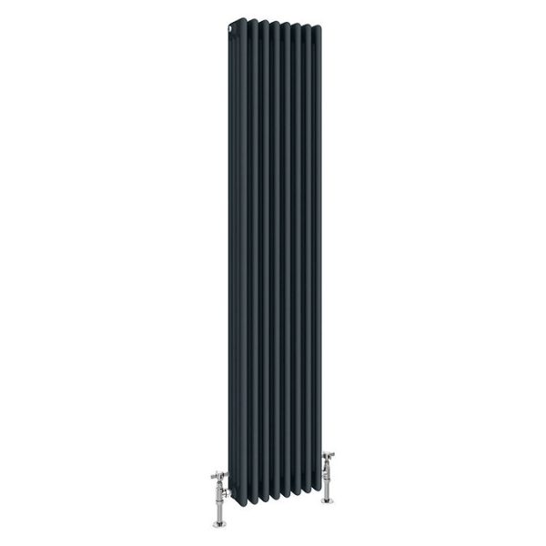 Keswick 1800 x 380mm Cast Iron Style Traditional 4 Column Anthracite Radiator - Image 4
