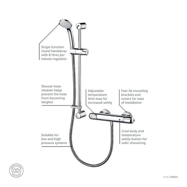 Ideal Standard Alto EV Shower Pack with Idealrain S1 Shower Kit - Image 3
