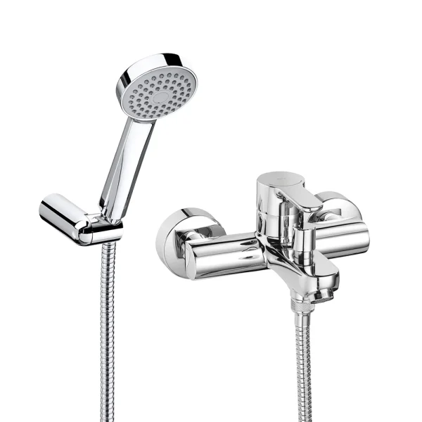 Roca L20 Chrome Wall Mounted Bath Shower Mixer & Handset Roca L20 Chrome Wall Mounted Bath Shower Mixer & Handset