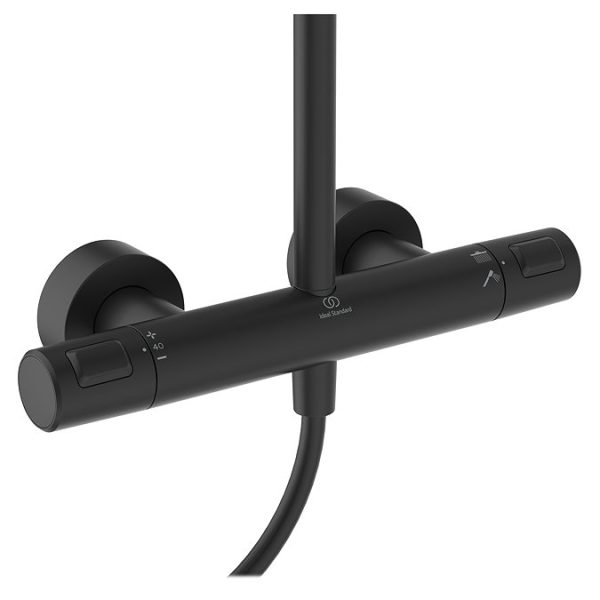 Ideal Standard Ceratherm T25+ Exposed Thermostatic Shower System Silk Black - Image 2