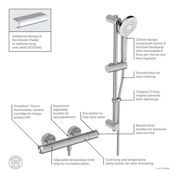 Ideal Standard Ceratherm T50 Exposed Thermostatic Shower Mixer Pack - Image 3