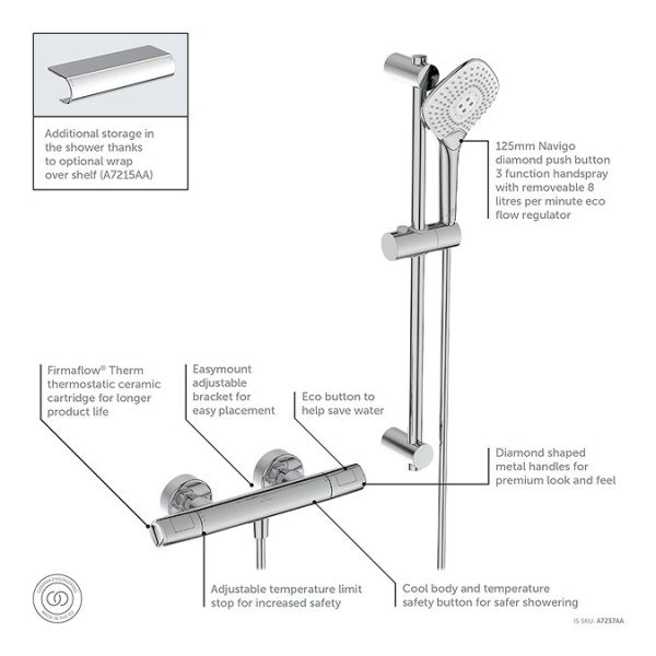 Ideal Standard Ceratherm T100 Exposed Thermostatic Shower Mixer Pack - Image 3