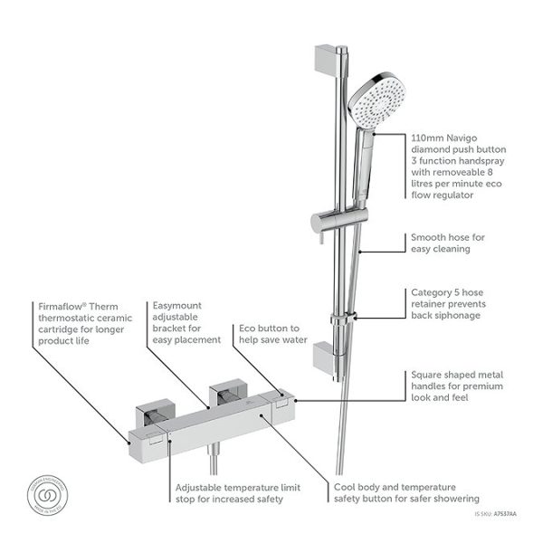 Ideal Standard Ceratherm C100 Exposed Thermostatic Shower Mixer Pack - Image 3