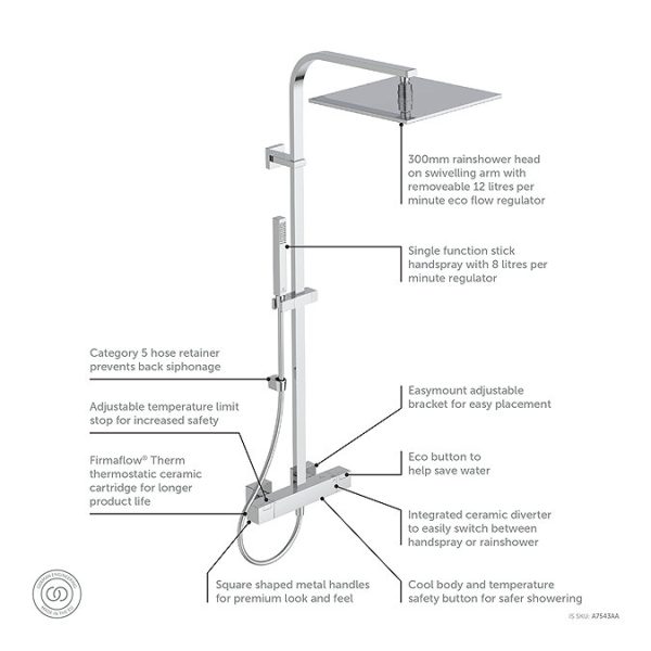 Ideal Standard Ceratherm C100 Exposed Thermostatic Shower System - Image 3