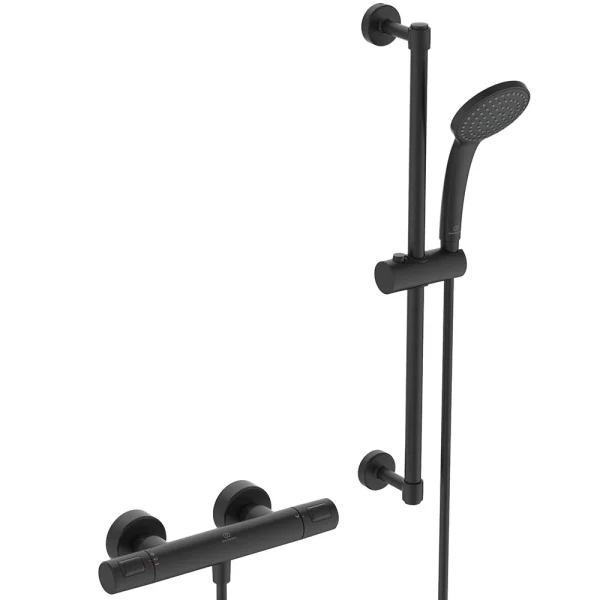 Ideal Standard Silk Black Ceratherm T25 Exposed Thermostatic Shower System