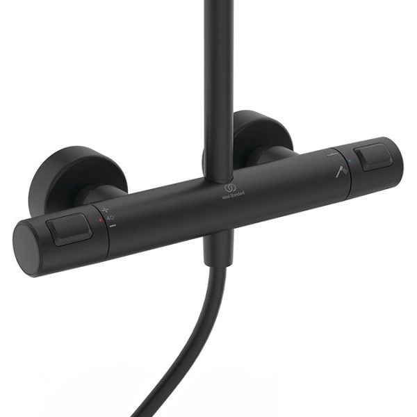 Ideal Standard Silk Black Ceratherm T25 Exposed Thermostatic Shower System - Image 5