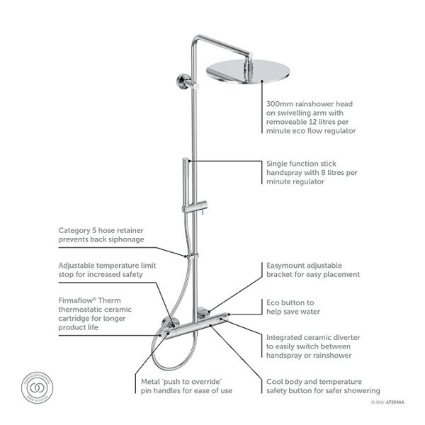 Ideal Standard Ceratherm T125 Exposed Thermostatic Shower System - Image 3