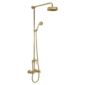 Hudson Reed Brushed Brass Thermostatic Shower Valve & Rigid Riser Kit