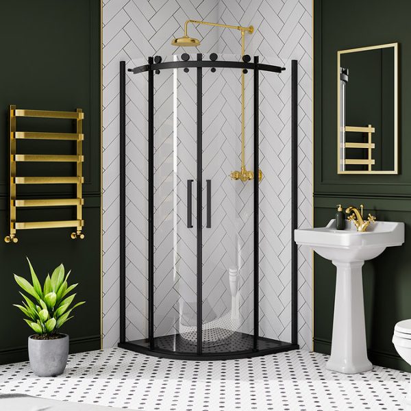 Hudson Reed Brushed Brass Thermostatic Shower Valve with Rigid Riser & Fixed Head - Image 2