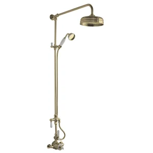 Hudson Reed Brushed Brass Thermostatic Shower Valve & Rigid Riser Kit