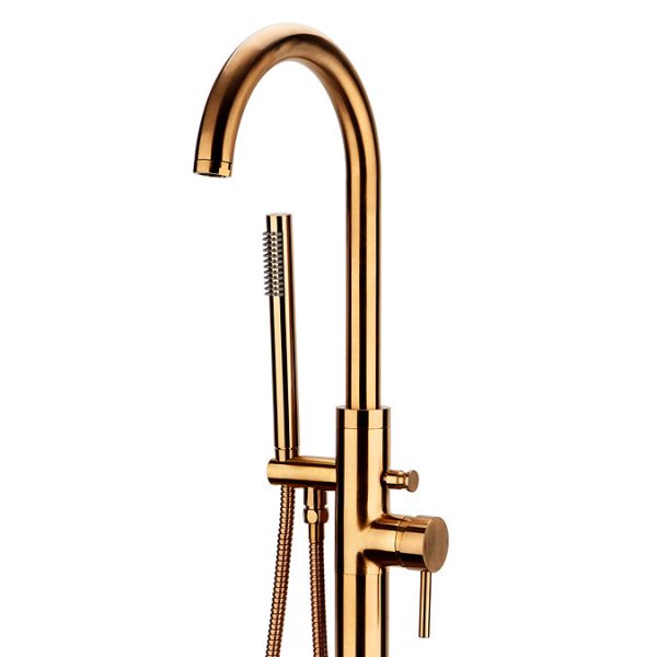Arezzo Brushed Bronze Freestanding Bath Tap with Shower Mixer - Image 3