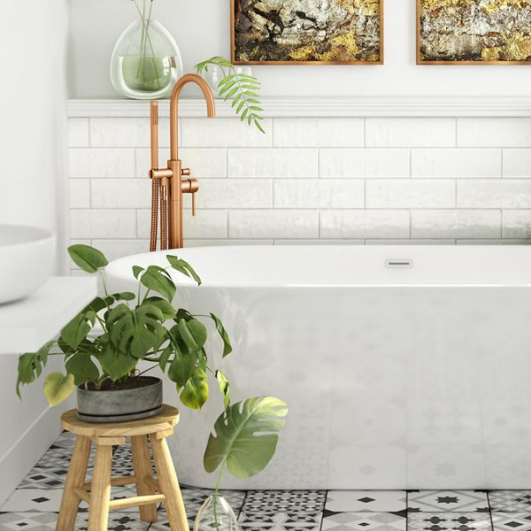 Arezzo Brushed Bronze Freestanding Bath Tap with Shower Mixer - Image 4
