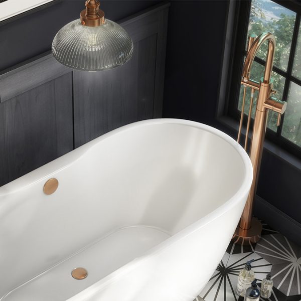 Arezzo Brushed Bronze Freestanding Bath Tap with Shower Mixer - Image 2