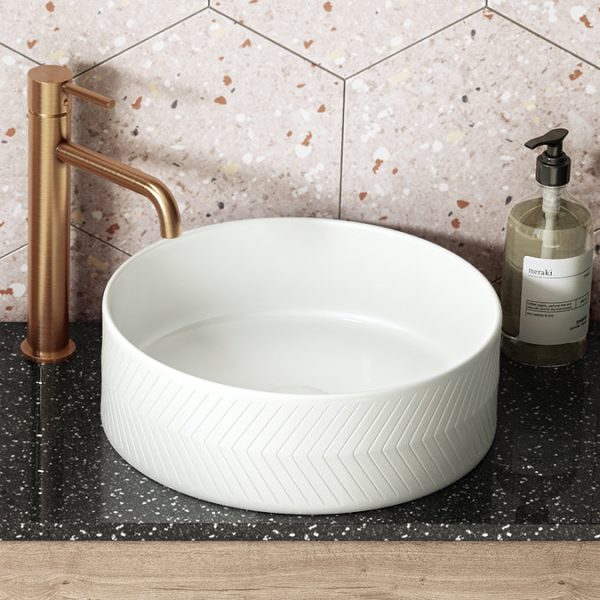 Arezzo Round Brushed Bronze High Rise Mono Basin Mixer Tap - Image 2
