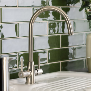 Abode Rochelle Dual Lever Kitchen Mixer Tap   Brushed Nickel