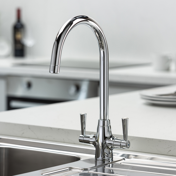 Abode Stamford Dual Lever Kitchen Mixer Tap   Chrome
