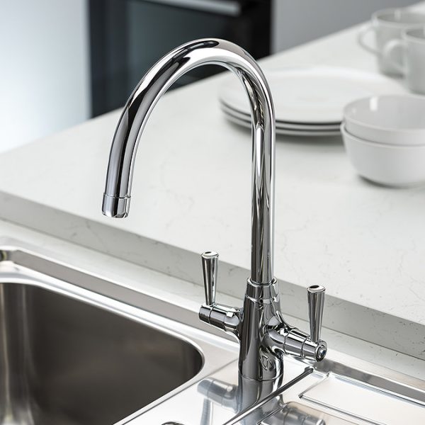 Abode Stamford Dual Lever Kitchen Mixer Tap   Chrome - Image 3
