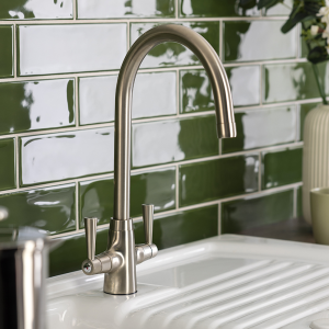 Abode Stamford Dual Lever Kitchen Mixer Tap   Brushed Nickel