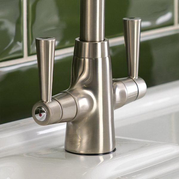 Abode Stamford Dual Lever Kitchen Mixer Tap   Brushed Nickel - Image 3
