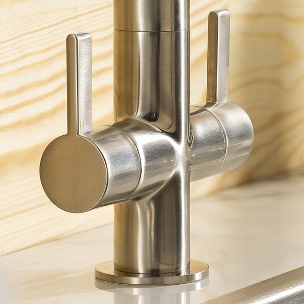 Abode Neo Dual Lever Kitchen Mixer Tap   Brushed Nickel - Image 3
