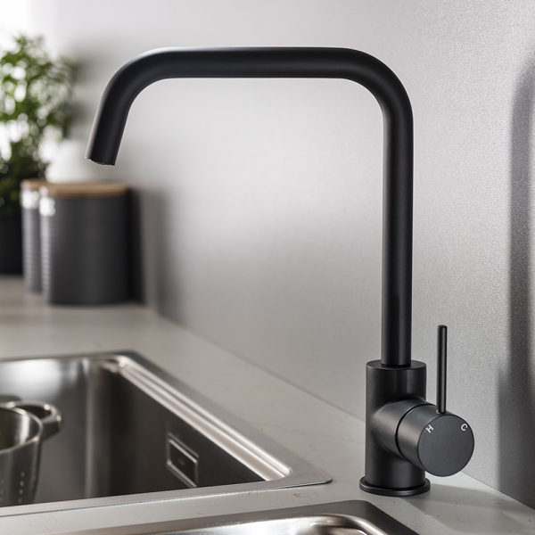 Abode Vigour Single Lever Kitchen Mixer Tap   Matt Black