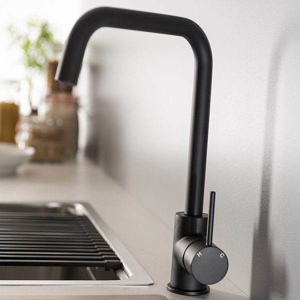 Abode Vigour Single Lever Kitchen Mixer Tap   Matt Black - Image 3