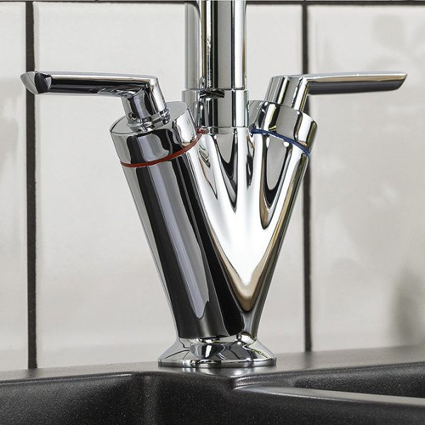 Abode Volo Dual Lever Kitchen Mixer Tap   Chrome - Image 3