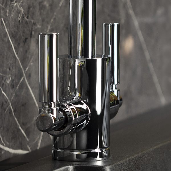 Abode Brolle Dual Lever kitchen Mixer Tap   Chrome - Image 3