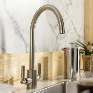 Abode Brolle Dual Lever Kitchen Mixer Tap   Brushed Nickel