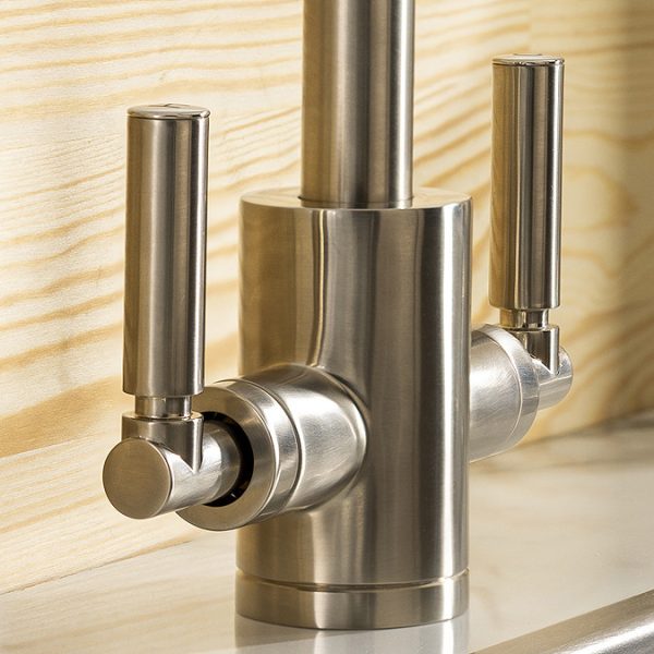 Abode Brolle Dual Lever Kitchen Mixer Tap   Brushed Nickel - Image 3