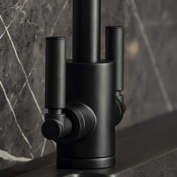 Abode Brolle Dual Lever kitchen Mixer Tap   Matt Black - Image 3