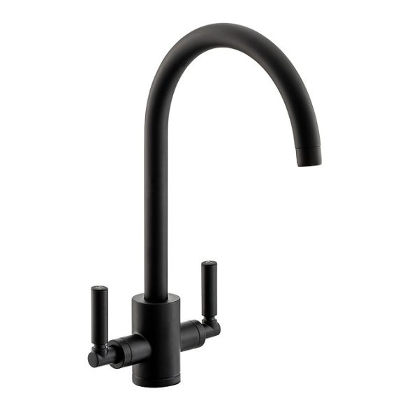 Abode Brolle Dual Lever kitchen Mixer Tap   Matt Black - Image 2