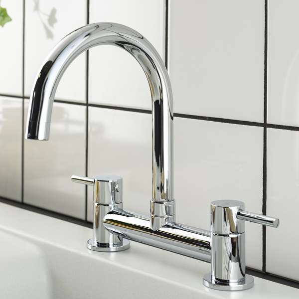 Abode Galley Contemporary Deck Mixer Tap   Chrome