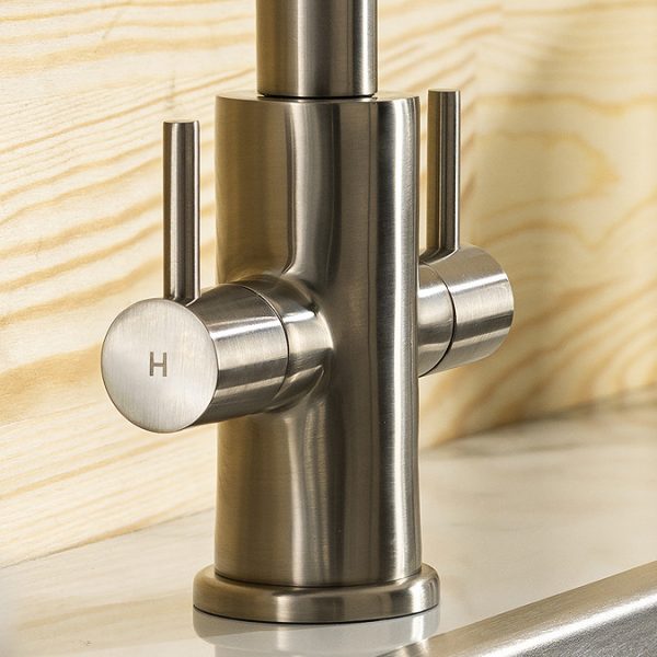 Abode Marido Dual Lever Kitchen Mixer Tap   Brushed Nickel - Image 3