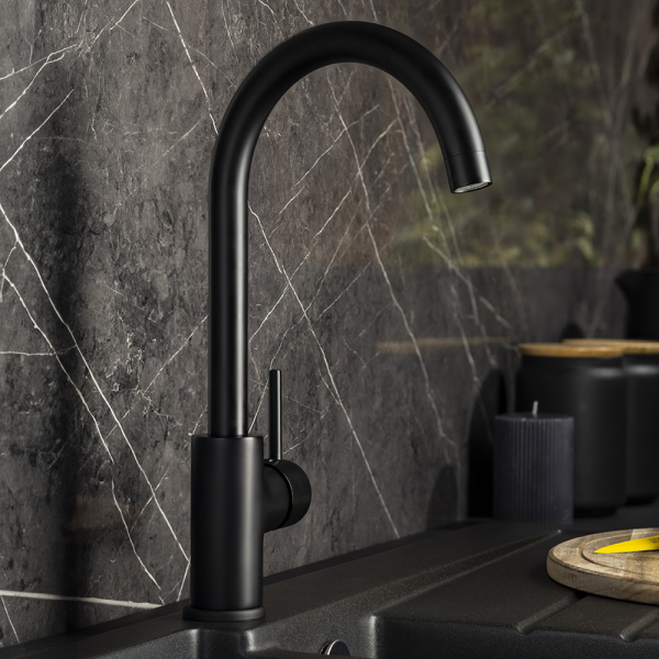 Abode Nico Single Lever Kitchen Mixer Tap   Matt Black
