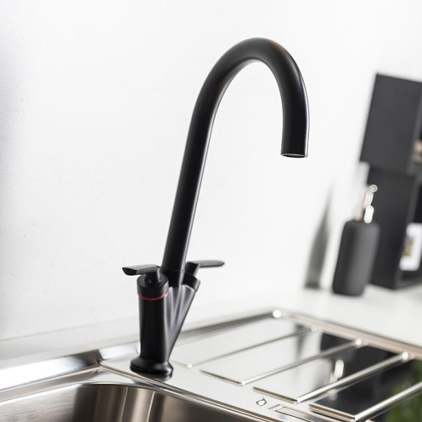 Abode Volo Dual Lever Kitchen Mixer Tap   Matt Black - Image 4