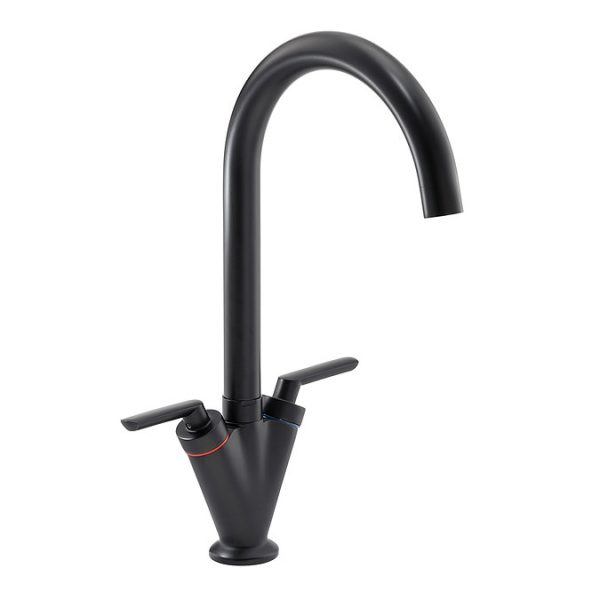 Abode Volo Dual Lever Kitchen Mixer Tap   Matt Black - Image 2