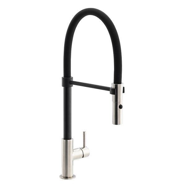 Abode Valida Professional Single Lever Kitchen Mixer Tap with Pull Out Hose   Brushed Nickel/Matt Black - Image 3
